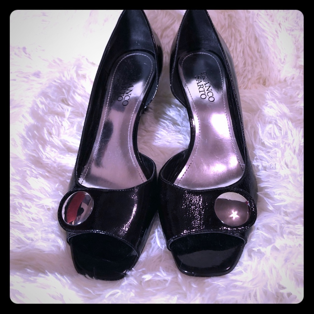 Franco Sarto black patent leather Wedge Heel